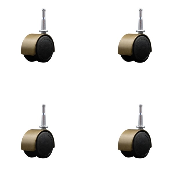 2'' Floor Safe Antique Hooded Twin Wheel Caster Grip Neck Stem , 4PK